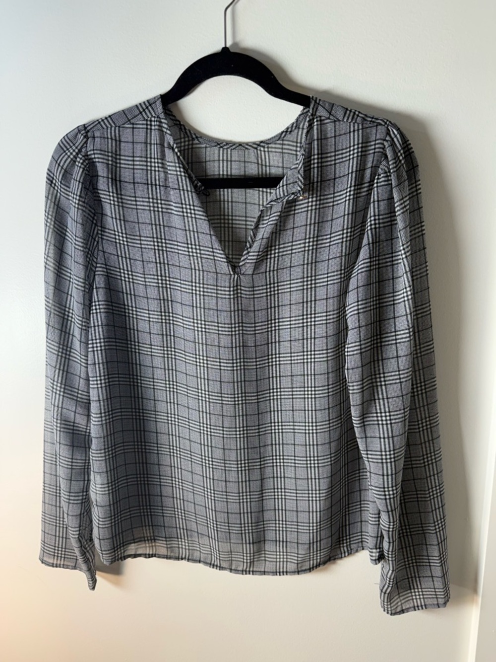 a new day Black and White Plaid V-Neck Blouse